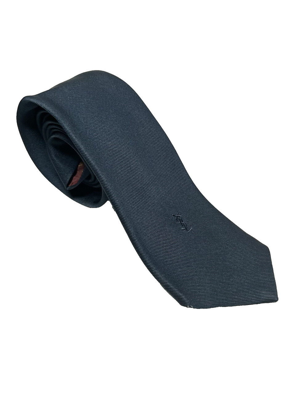 Yves Saint Laurent Mens Neck Tie Navy Blue YSL Monogram Logo Vintage